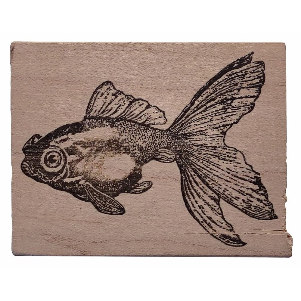 Fish Rubber Stamp Wood Block For Scrapbooking & Crafting